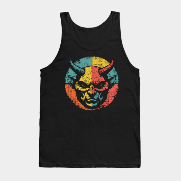 Retro Demon Face – Vintage Horror Grunge Monster Art Tank Top by TuncGK