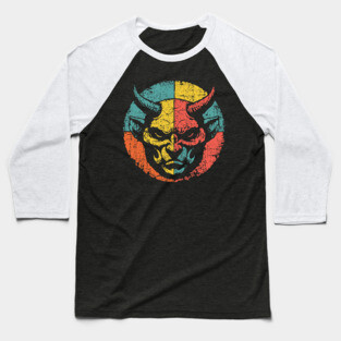 Retro Demon Face – Vintage Horror Grunge Monster Art Baseball T-Shirt