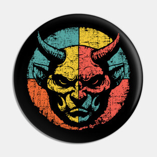 Retro Demon Face – Vintage Horror Grunge Monster Art Pin