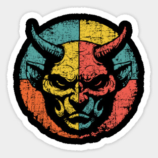 Retro Demon Face – Vintage Horror Grunge Monster Art Magnet