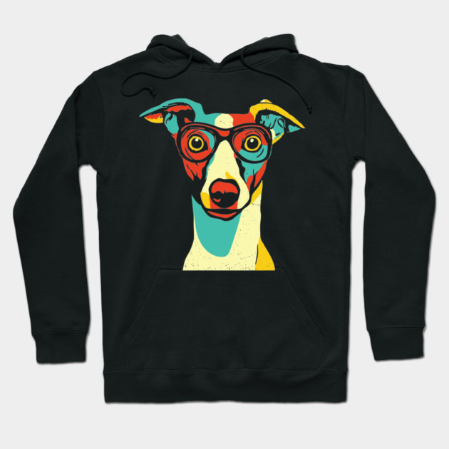 Whimsical Dog in Glasses – Retro Color Pop Pup Art Hoodie by TuncGK