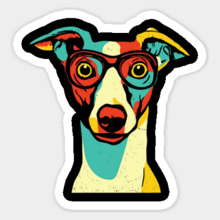 Whimsical Dog in Glasses – Retro Color Pop Pup Art Sticker