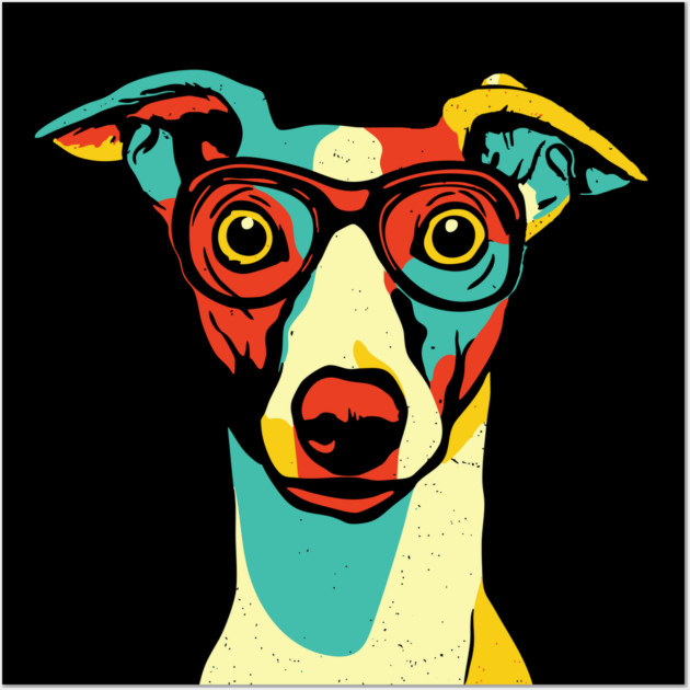 Whimsical Dog in Glasses – Retro Color Pop Pup Art Wall Art by TuncGK