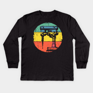 Retro Power Drill Art – Vintage Toolbox Wall Decor Design Kids Long Sleeve T-Shirt