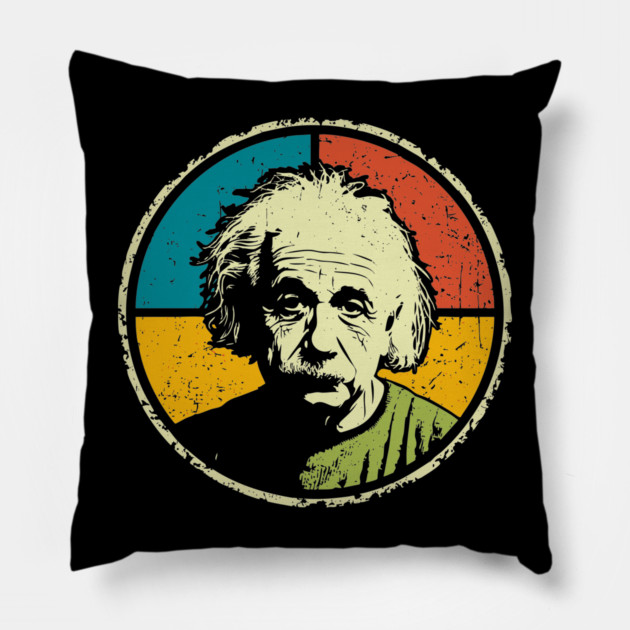 Einstein in Color – Retro Science Genius Portrait Art Pillow by TuncGK