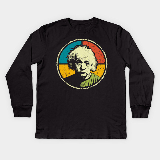 Einstein in Color – Retro Science Genius Portrait Art Kids Long Sleeve T-Shirt by TuncGK