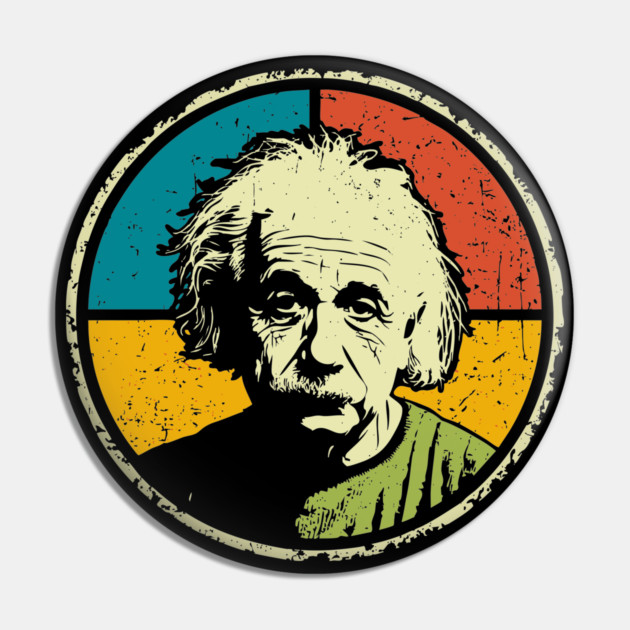 Einstein in Color – Retro Science Genius Portrait Art Pin by TuncGK