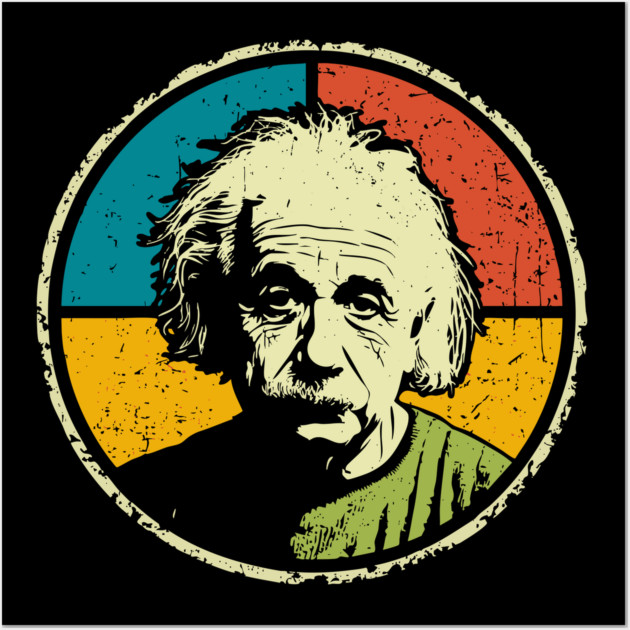 Einstein in Color – Retro Science Genius Portrait Art Wall Art by TuncGK