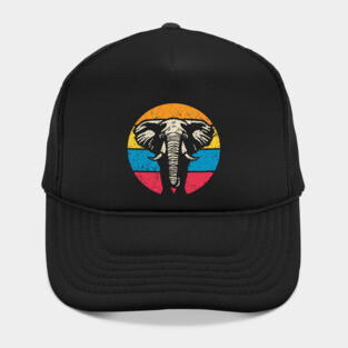 Vintage Elephant Profile – Retro Wildlife Circle Art Hat