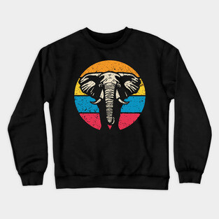 Vintage Elephant Profile – Retro Wildlife Circle Art Crewneck Sweatshirt