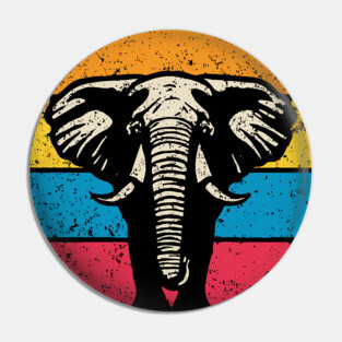 Vintage Elephant Profile – Retro Wildlife Circle Art Pin