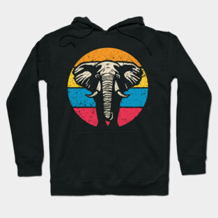 Vintage Elephant Profile – Retro Wildlife Circle Art Hoodie
