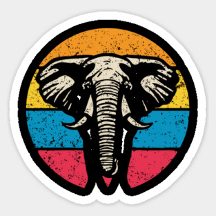 Vintage Elephant Profile – Retro Wildlife Circle Art Sticker