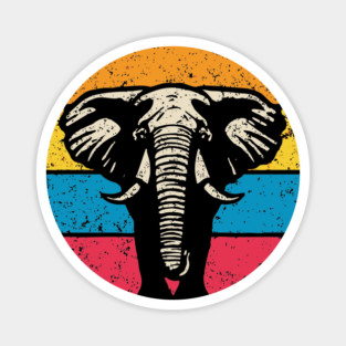 Vintage Elephant Profile – Retro Wildlife Circle Art Magnet