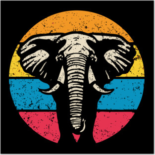 Vintage Elephant Profile – Retro Wildlife Circle Art Posters and Art