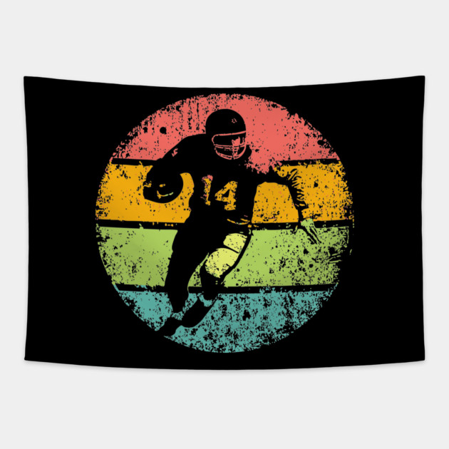Vintage Football Runner – Retro Sports Action Art Tapestry by TuncGK