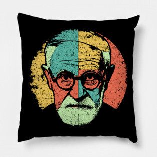 Sigmund Freud Pop Portrait – Retro Psychoanalysis Art Pillow
