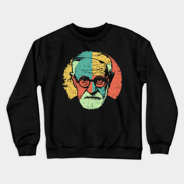 Sigmund Freud Pop Portrait – Retro Psychoanalysis Art Crewneck Sweatshirt by TuncGK