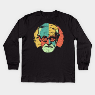 Sigmund Freud Pop Portrait – Retro Psychoanalysis Art Kids Long Sleeve T-Shirt