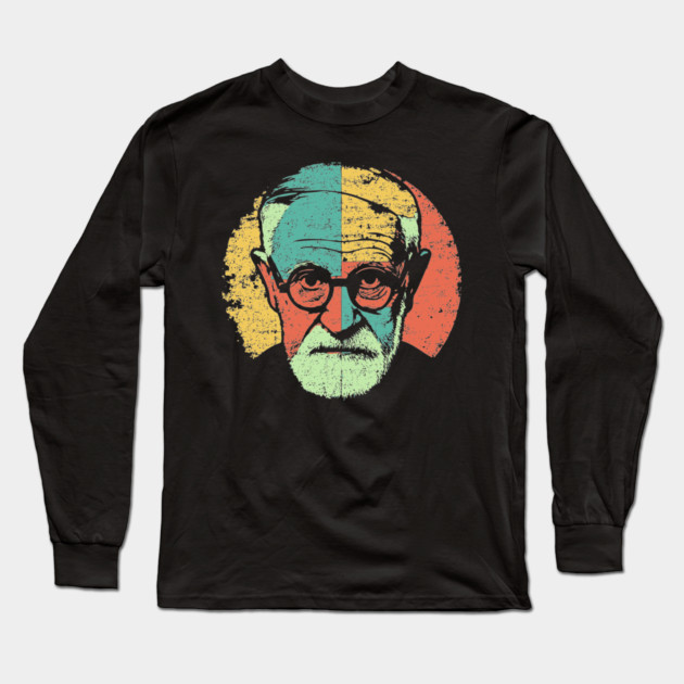 Sigmund Freud Pop Portrait – Retro Psychoanalysis Art Long Sleeve T-Shirt by TuncGK