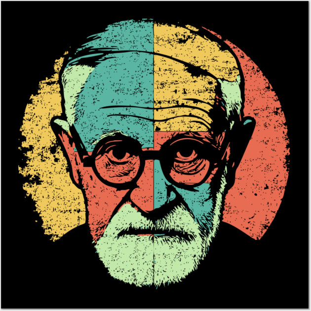 Sigmund Freud Pop Portrait – Retro Psychoanalysis Art Wall Art by TuncGK