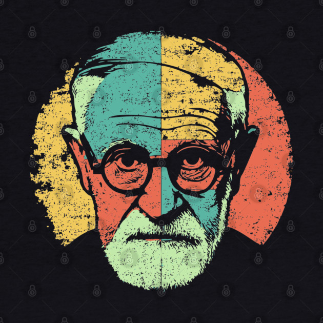 Sigmund Freud Pop Portrait – Retro Psychoanalysis Art by TuncGK