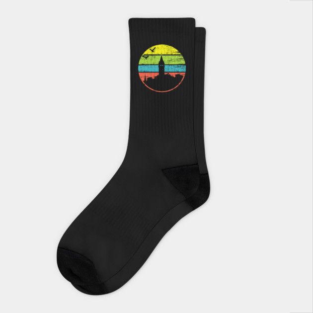 Galata Tower Sunset – Retro Istanbul Landmark Art Socks by TuncGK
