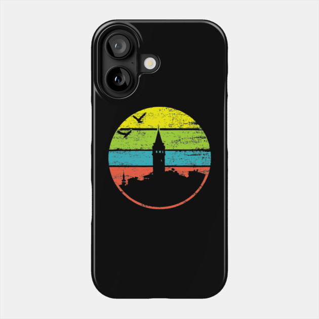 Galata Tower Sunset – Retro Istanbul Landmark Art Phone Case by TuncGK