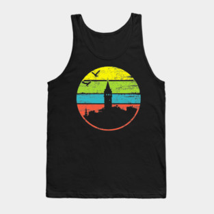 Galata Tower Sunset – Retro Istanbul Landmark Art Tank Top
