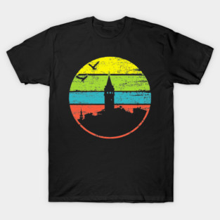 Galata Tower Sunset – Retro Istanbul Landmark Art T-Shirt