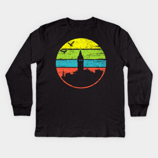 Galata Tower Sunset – Retro Istanbul Landmark Art Kids Long Sleeve T-Shirt
