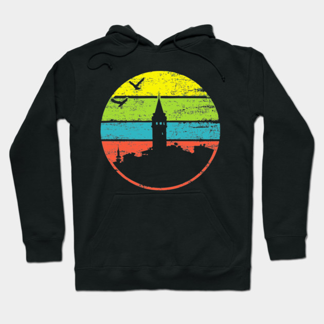 Galata Tower Sunset – Retro Istanbul Landmark Art Hoodie by TuncGK