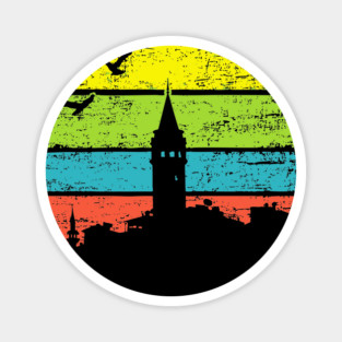 Galata Tower Sunset – Retro Istanbul Landmark Art Magnet