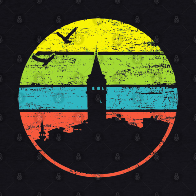 Galata Tower Sunset – Retro Istanbul Landmark Art by TuncGK