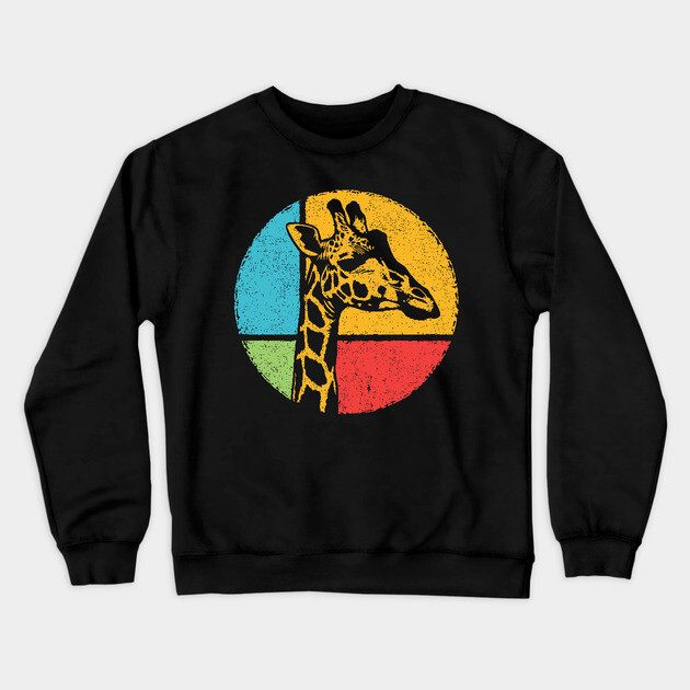 Retro Giraffe Head – Vintage Safari Wildlife Graphic Crewneck Sweatshirt by TuncGK