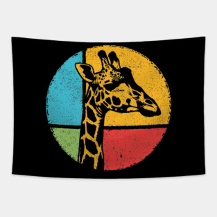 Retro Giraffe Head – Vintage Safari Wildlife Graphic Tapestry