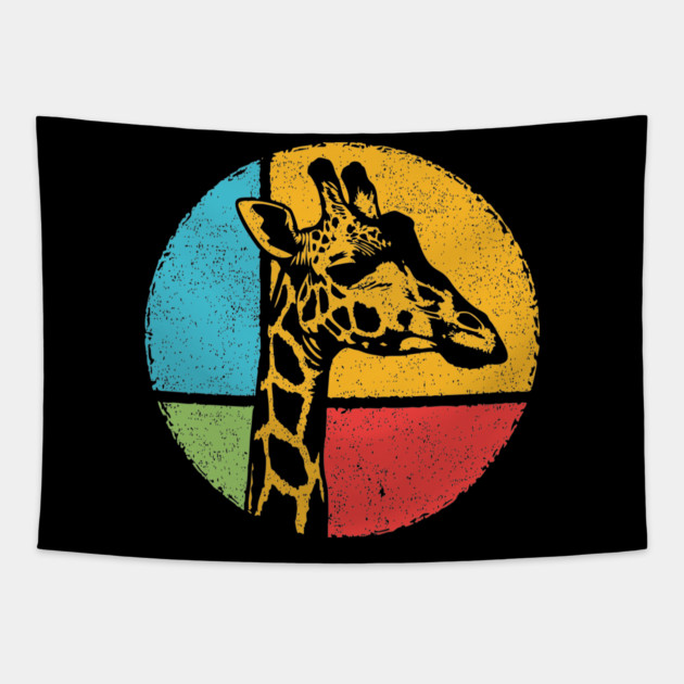Retro Giraffe Head – Vintage Safari Wildlife Graphic Tapestry by TuncGK