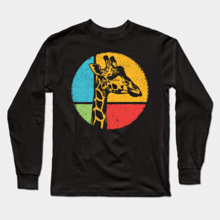 Retro Giraffe Head – Vintage Safari Wildlife Graphic Long Sleeve T-Shirt