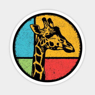 Retro Giraffe Head – Vintage Safari Wildlife Graphic Magnet