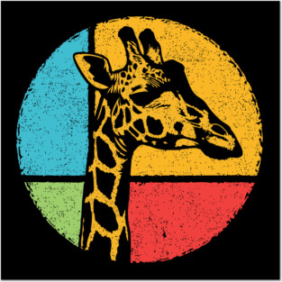 Retro Giraffe Head – Vintage Safari Wildlife Graphic Posters and Art