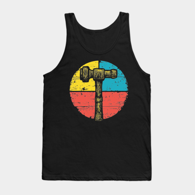 Retro Hammer Icon – Vintage Carpenter Tool Art Tank Top by TuncGK