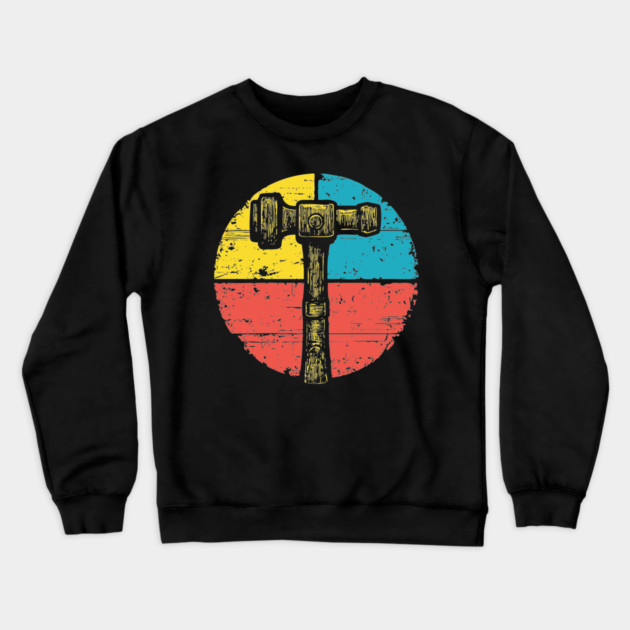 Retro Hammer Icon – Vintage Carpenter Tool Art Crewneck Sweatshirt by TuncGK