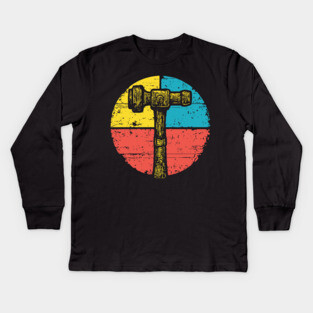 Retro Hammer Icon – Vintage Carpenter Tool Art Kids Long Sleeve T-Shirt