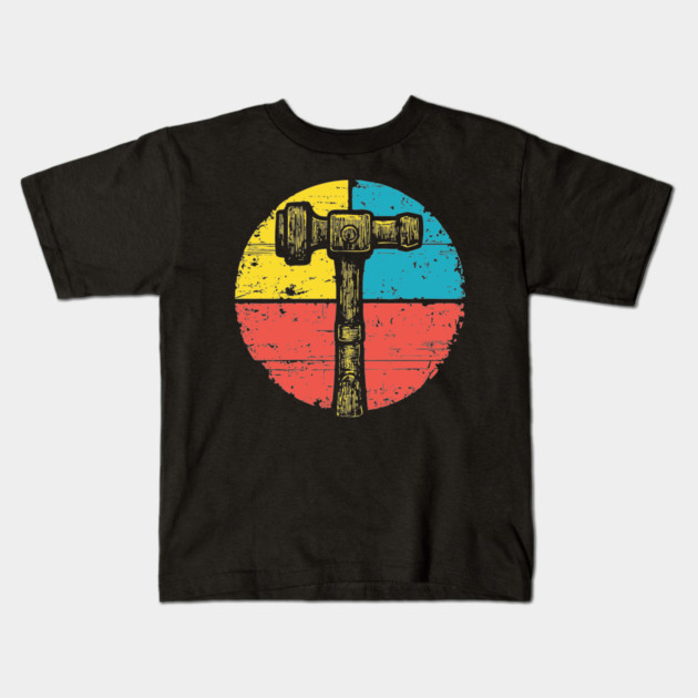 Retro Hammer Icon – Vintage Carpenter Tool Art Kids T-Shirt by TuncGK