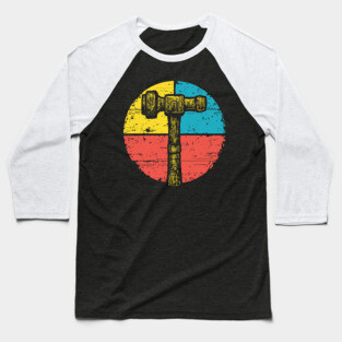 Retro Hammer Icon – Vintage Carpenter Tool Art Baseball T-Shirt