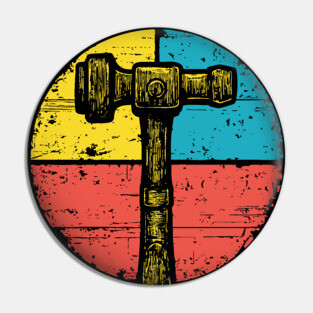 Retro Hammer Icon – Vintage Carpenter Tool Art Pin