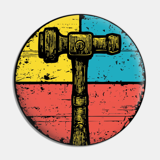 Retro Hammer Icon – Vintage Carpenter Tool Art Pin by TuncGK