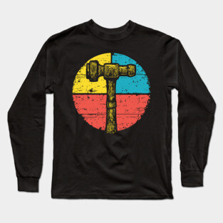 Retro Hammer Icon – Vintage Carpenter Tool Art Long Sleeve T-Shirt