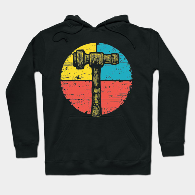 Retro Hammer Icon – Vintage Carpenter Tool Art Hoodie by TuncGK