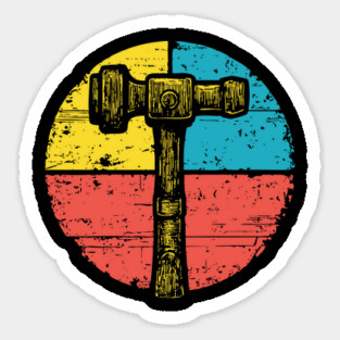 Retro Hammer Icon – Vintage Carpenter Tool Art Sticker